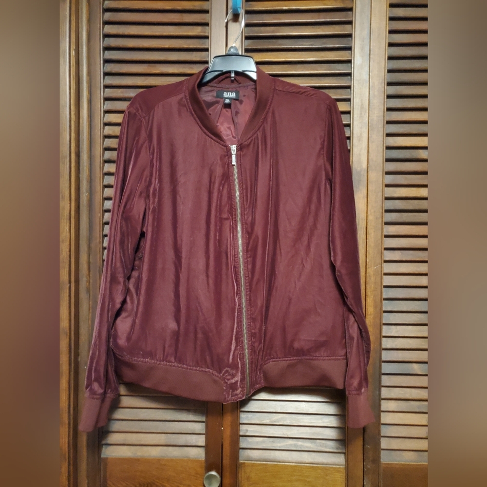 a.n.a Target Jacket Bomber Velour Velvet Maroon XXL